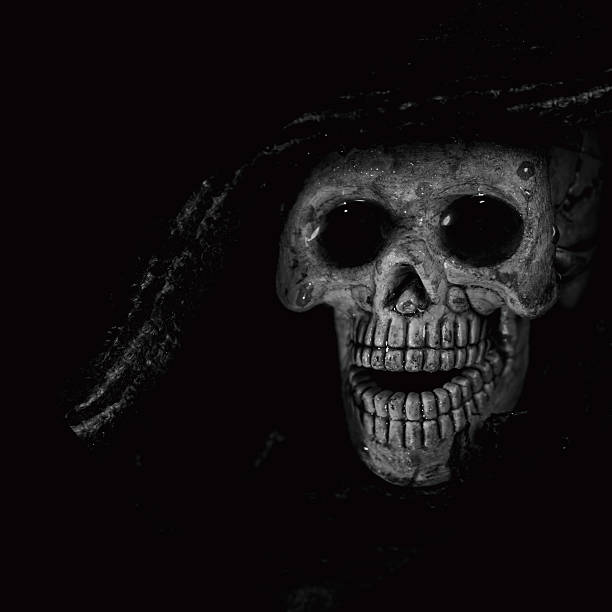 istock skull in the cloth wrap and blood . 497356390