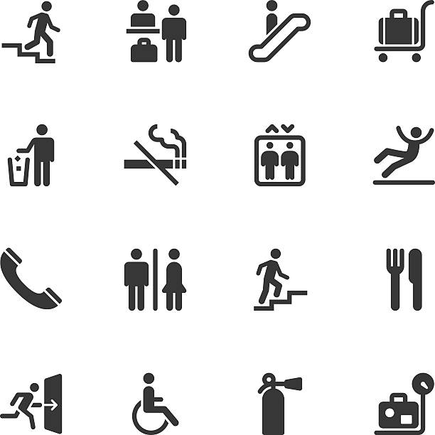 hinweisschild icons-normal - fire escape stock-grafiken, -clipart, -cartoons und -symbole