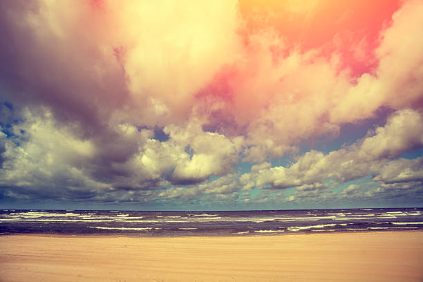 Morning marine landscape, sunrise over sea