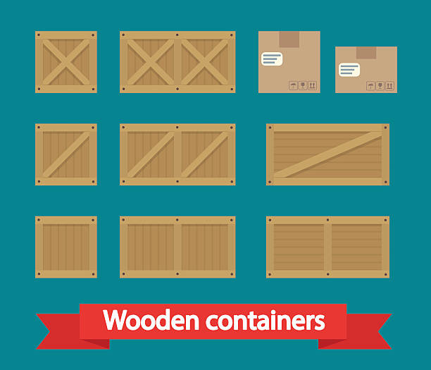 cargo-boxen - holzkiste stock-grafiken, -clipart, -cartoons und -symbole