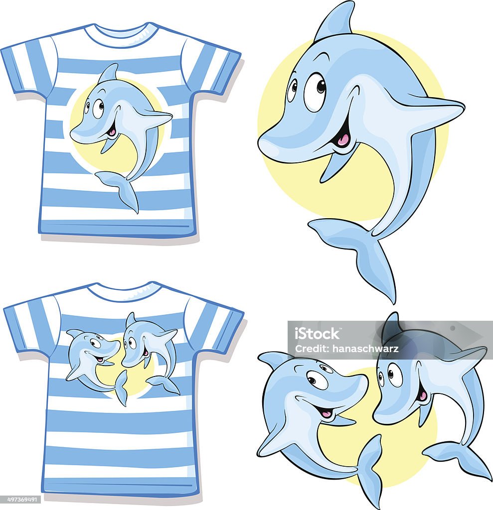 kid shirt mit dolphin - Lizenzfrei Baumwolle Vektorgrafik