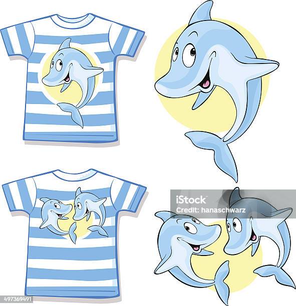 Kid Shirt Mit Dolphin Stock Vektor Art und mehr Bilder von Baumwolle - Baumwolle, Blau, Delfin