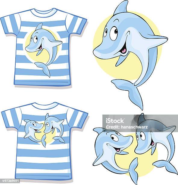 Kid Koszula Z Dolphin - Stockowe grafiki wektorowe i więcej obrazów Bawełna - Bawełna, Biały, Delfin