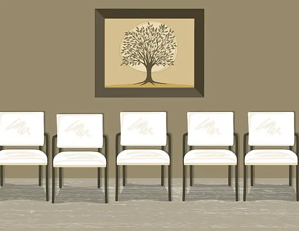 Vector illustration of Waiting Room With Chairs and Painting