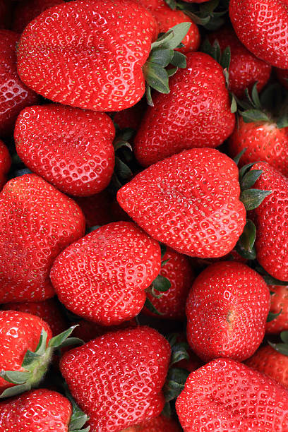 fresh fruits - juicy strawberries stock photo