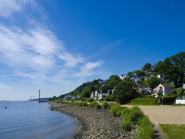 the river elbe and the beautiful village Blankenese in Hamburg