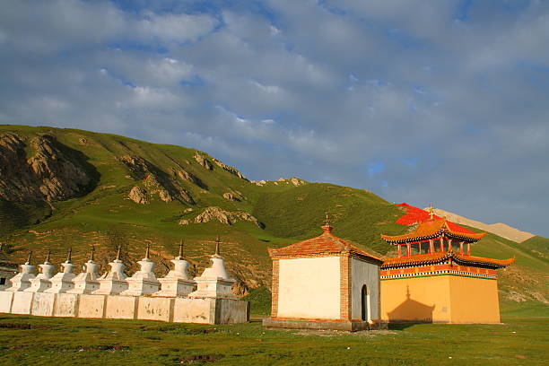 istock White stupas and buildings in Gerisi Temple in sunset light 497372733