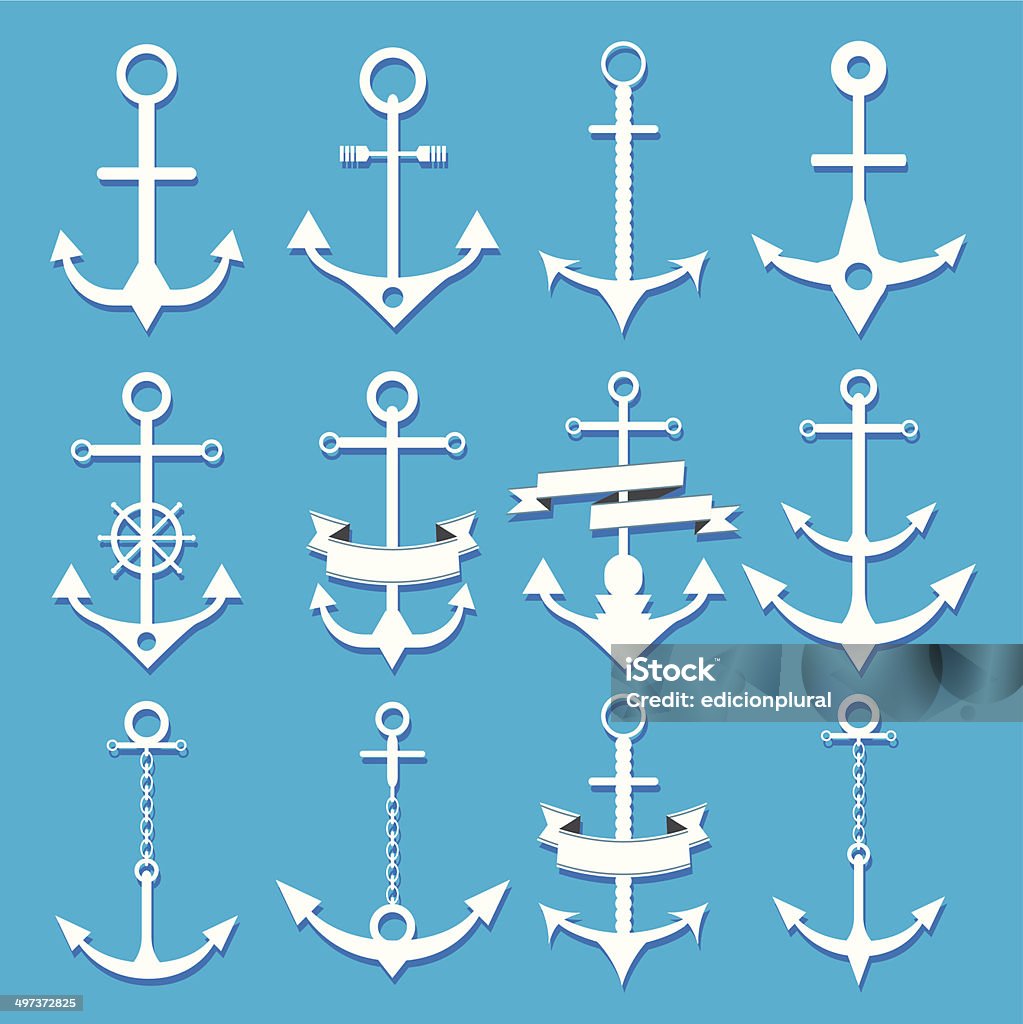 Conjunto de símbolos de ancoragem ou logotipo modelo vector - Royalty-free Corda arte vetorial