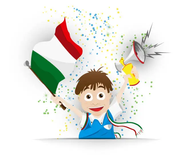 Vector illustration of Italy Soccer Fan Flag Cartoon