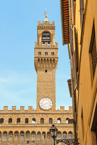 vista do palácio velho - palace palazzo vecchio florence italy architecture imagens e fotografias de stock