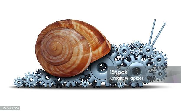 Slow Business Stock Photo - Download Image Now - Gear - Mechanism, Snail, Business