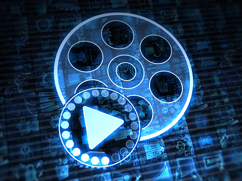 Movie Stock Photo - Download Image Now - Blue, Movie, Play Button - iStock
