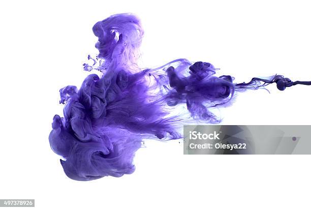Purple Acrylic Paint In Water Stock Photo - Download Image Now - Purple, Water, Colors