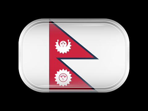 Nepal Variant Flag. Rectangular Shape with Rounded Corners. This Flag is One of a Series of Glass Buttons