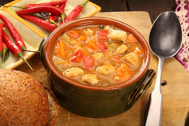 istock Chicken stew with hot chilli in bowl 497381074