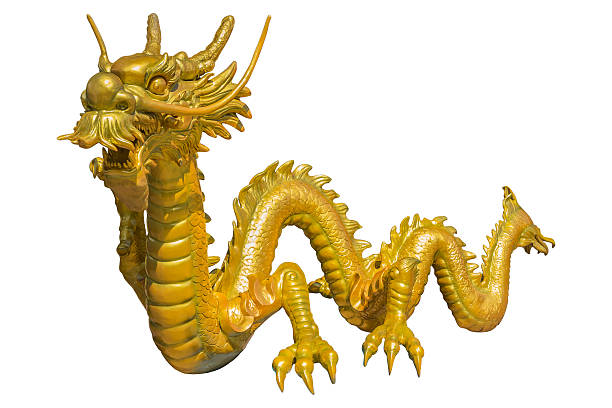 istock Giant golden Chinese dragon on isolate background 497381228