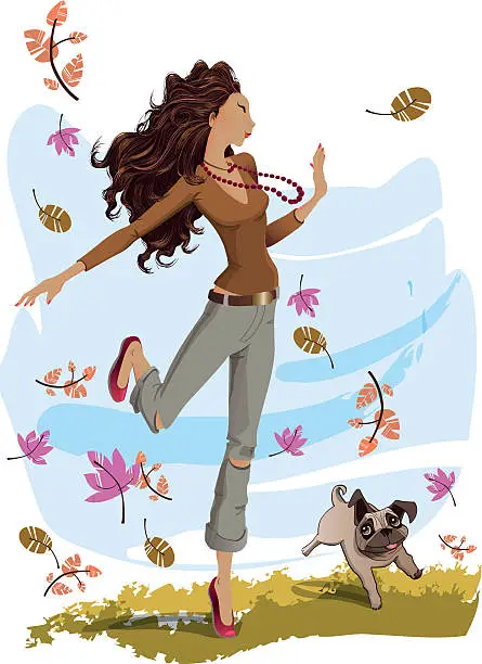 Vector illustration of AUTUMN STROLL