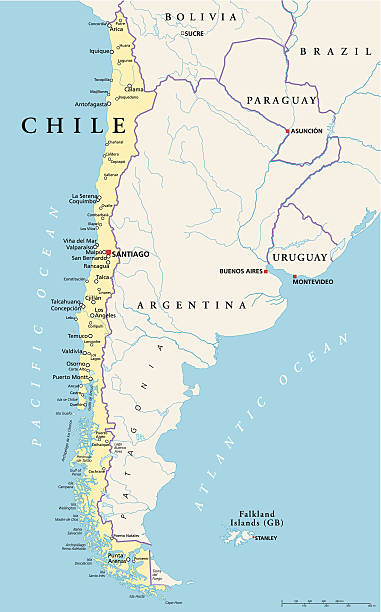 чили политическая карта - argentina map chile cartography stock illustrations