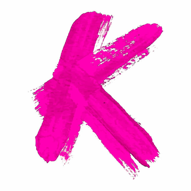 istock K - Pink handwritten letter on white background. Acrylic colors. 497391113