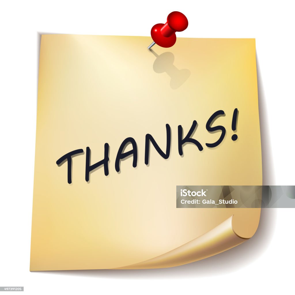 Thanks Note White Background Thanks Note Paper With Red Pin On White Background Stock Illustration ...