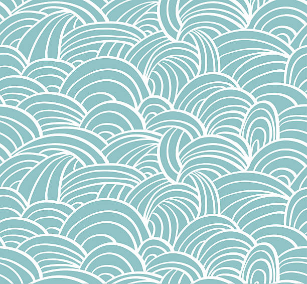 ilustraciones, imágenes clip art, dibujos animados e iconos de stock de seamless sea dibujados a mano, ondas de patrón de fondo. - dibujar cabello