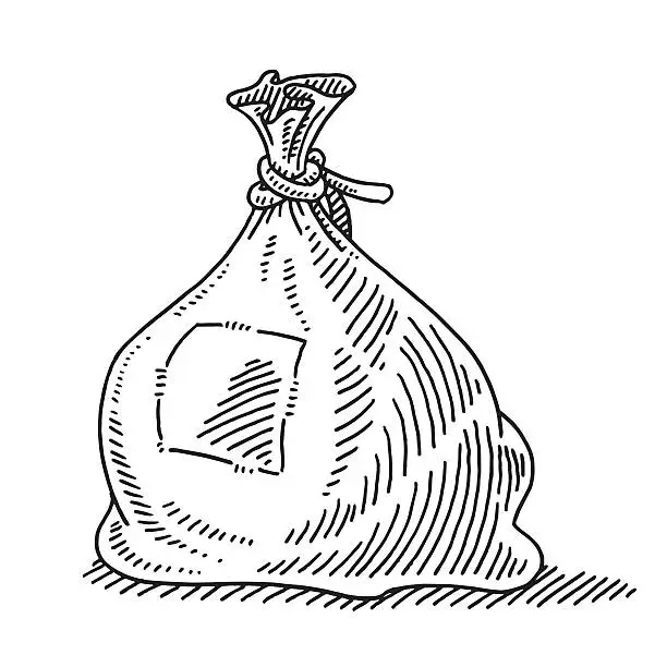 Vector illustration of Closed Sack Drawing