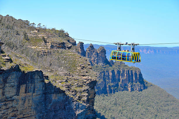 istock Blue Mountains landscape with 3 sisters and cable car 497392372