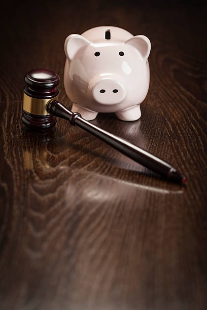 istock Gavel and Piggy Bank on Table 497393483