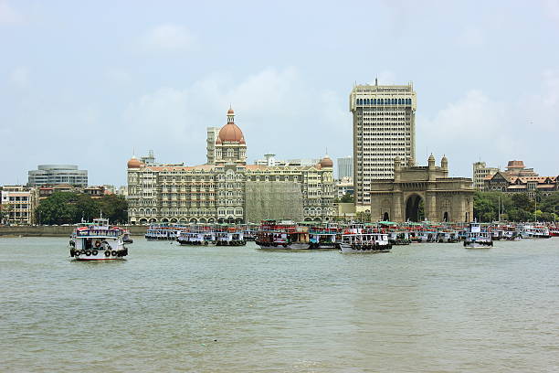 Gate of India and hotel Taj Mahal Palace  in Mumbai ( formerly Bombay), India, Asia