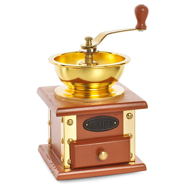 istock Wooden coffee mill isolated on white background 497408698