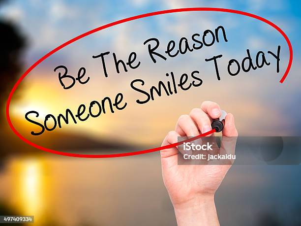 Handwriting Be The Reason Someone Smiles Today Stock Photo - Download Image Now - Motivation, Monday, Quotation - Text