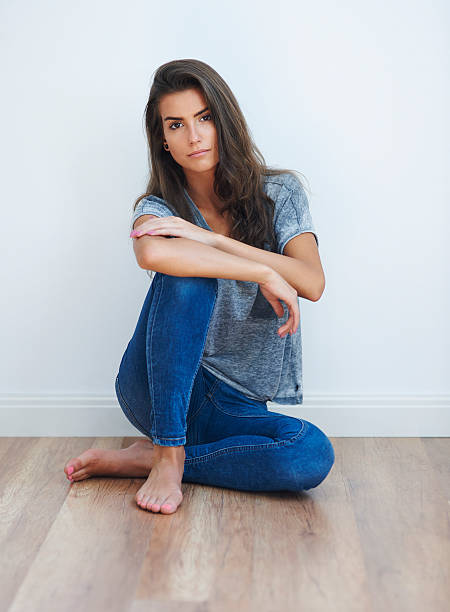 50+ Sitting Teenage Girls Barefoot Serious Stock Photos, Pictures ...
