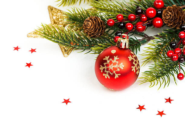 istock Christmas ball and fir branches with decorations 497411476