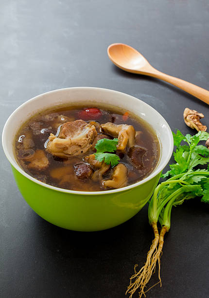 stew of pork and herbal soup, ba kut teh stock photo