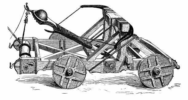 catapulta: antiga dispositivo balístico - trebuchet - fotografias e filmes do acervo