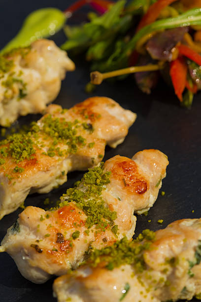istock Grilled chicken and salad close-up. 497413047