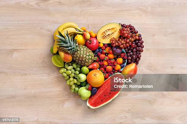 Heart Symbol Only Fruits Stock Photo - Download Image Now - Heart Shape, Food, Fruit