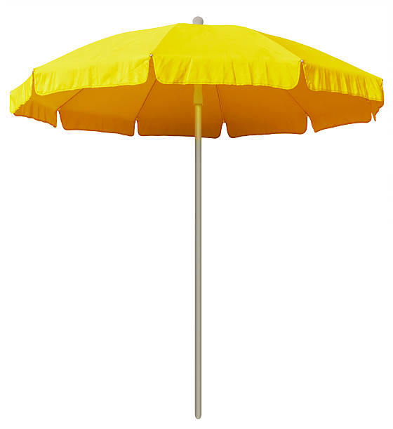 giallo spiaggia ombrellone - parasol foto e immagini stock