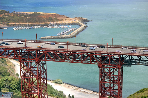 Traffic on the Golden Gate Bridge.