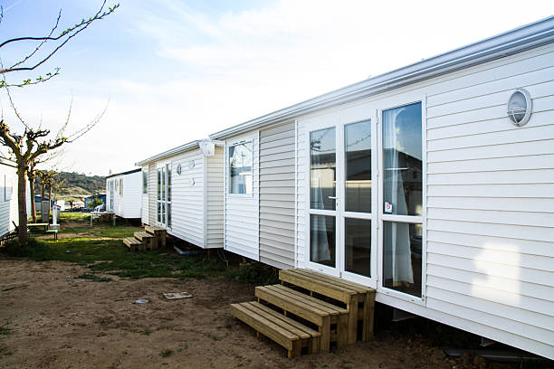 istock Comfort bungalows situated in a camping in a sunny day 497416259