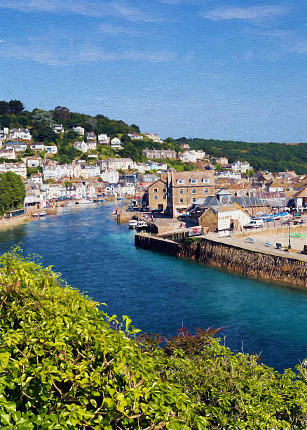istock Looe Cornwall cornish coast town illustration like oil painting 497420122