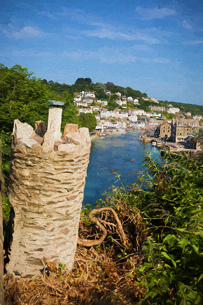 istock Looe Cornwall cornish coast town illustration like oil painting 497420910