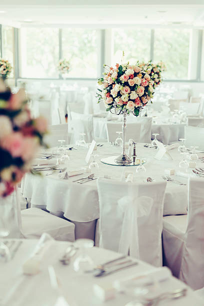 istock Beautiful wedding tables and roses 497422336