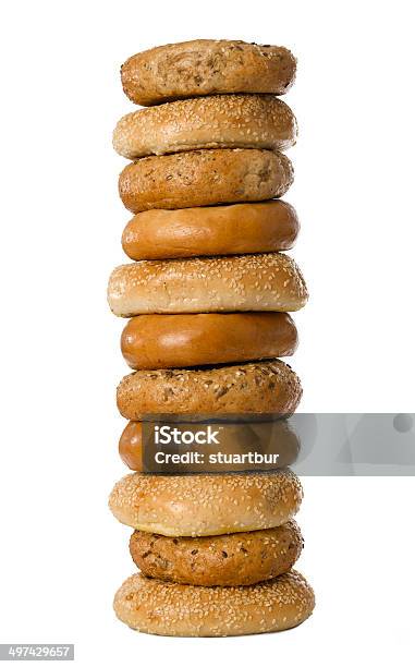 Foto de Bagel Tower e mais fotos de stock de Bagel - Bagel, Carboidrato - Comida, Carboidrato - Parte de Organismo Vivo