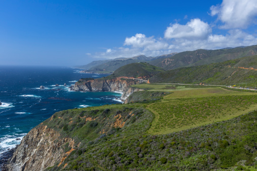 A long the central coast of California. Bixby bridge on the back ground.