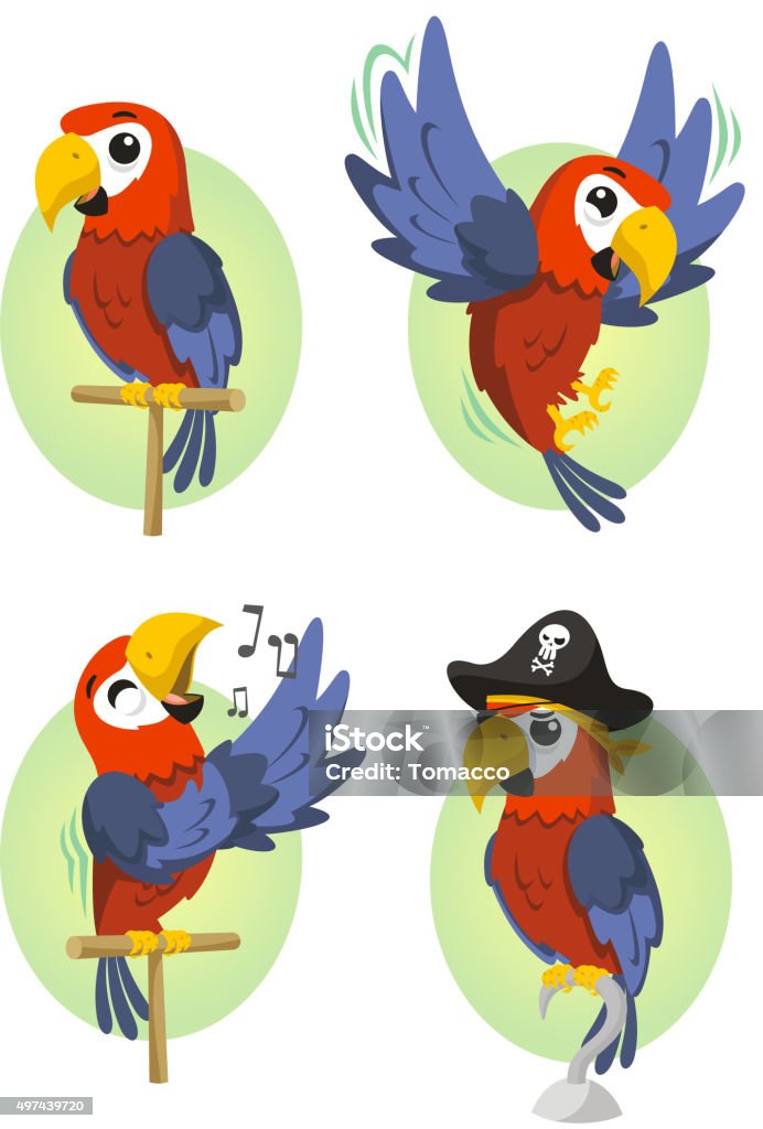 Parrot Scarlet Macaw Parakeet Parrot Scarlet Macaw Parakeet, vector illustration cartoon. Parrot stock vector