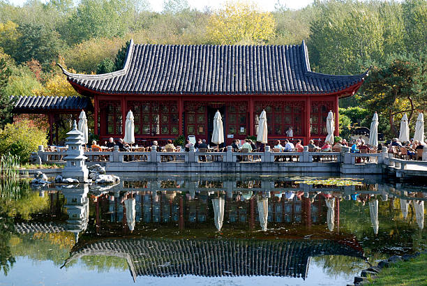 Marzahn, Berlin, Germany - October 11, 2008: Chinese garden in the gardens of the world in Berlin.