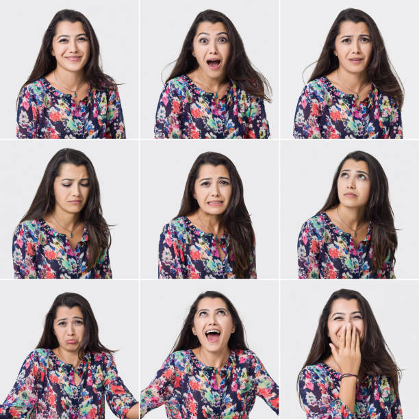 istock Young beautiful woman making various facial expressions 497443912