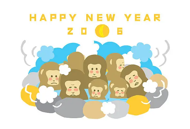 Vector illustration of New Year's card 2016 monkey