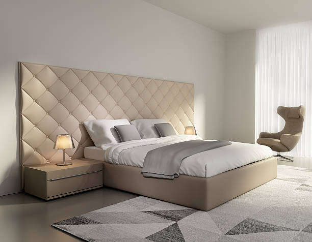 istock Contemporary elegant luxury beige leather bedroom 497446718